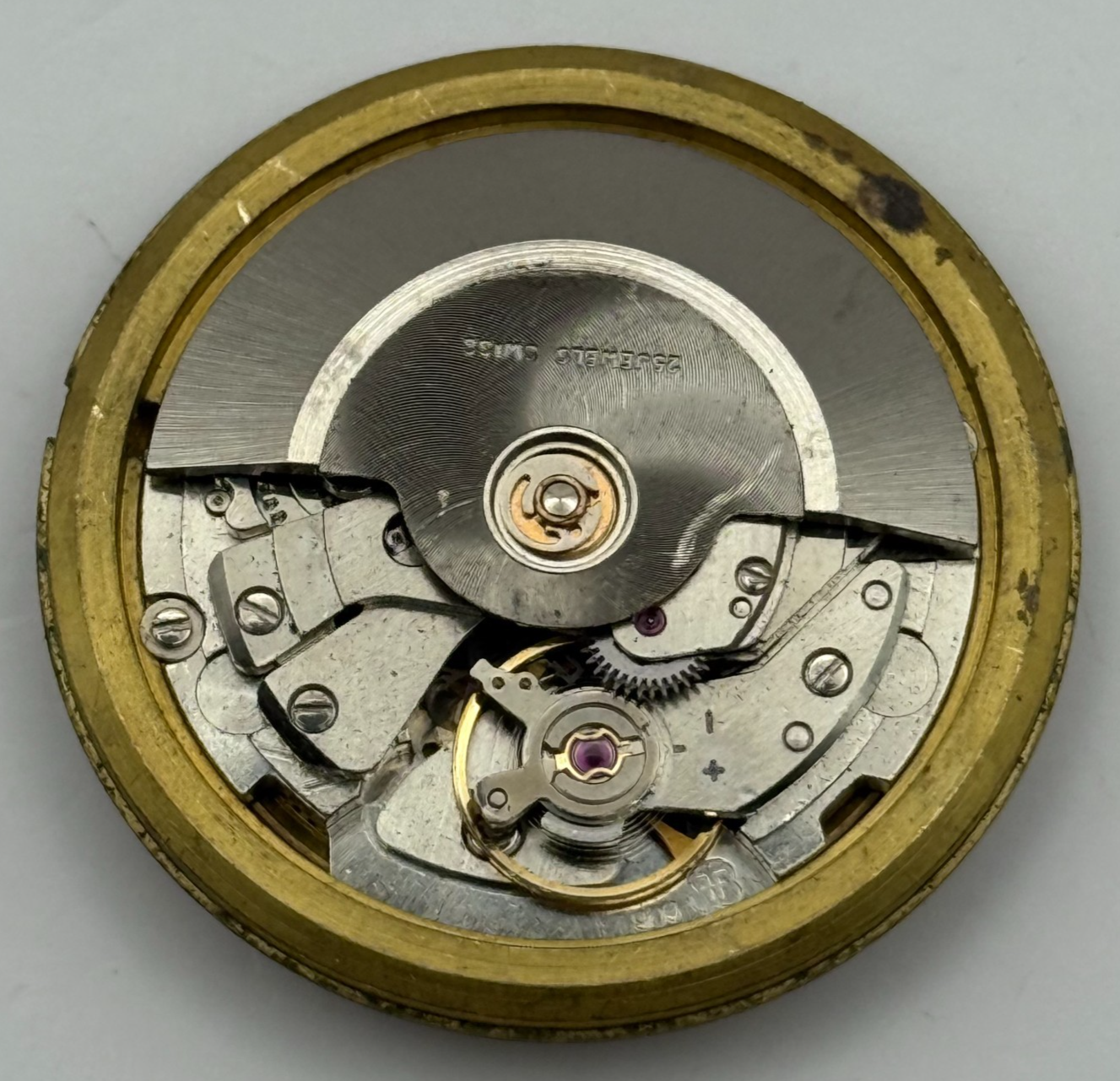 FHF 909 Automatic Watch Movement Garrard Date 25 Jewels Vintage Parts 31.8mm