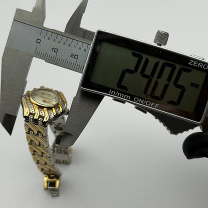 Clementine L. Ladies Quartz Watch MOP Dial Two Tone Bracelet Working 22mn