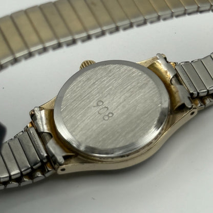 Sekonda USSR Ladies Quartz Watch White Dial Gold Tone Stretch Band Working 22mm