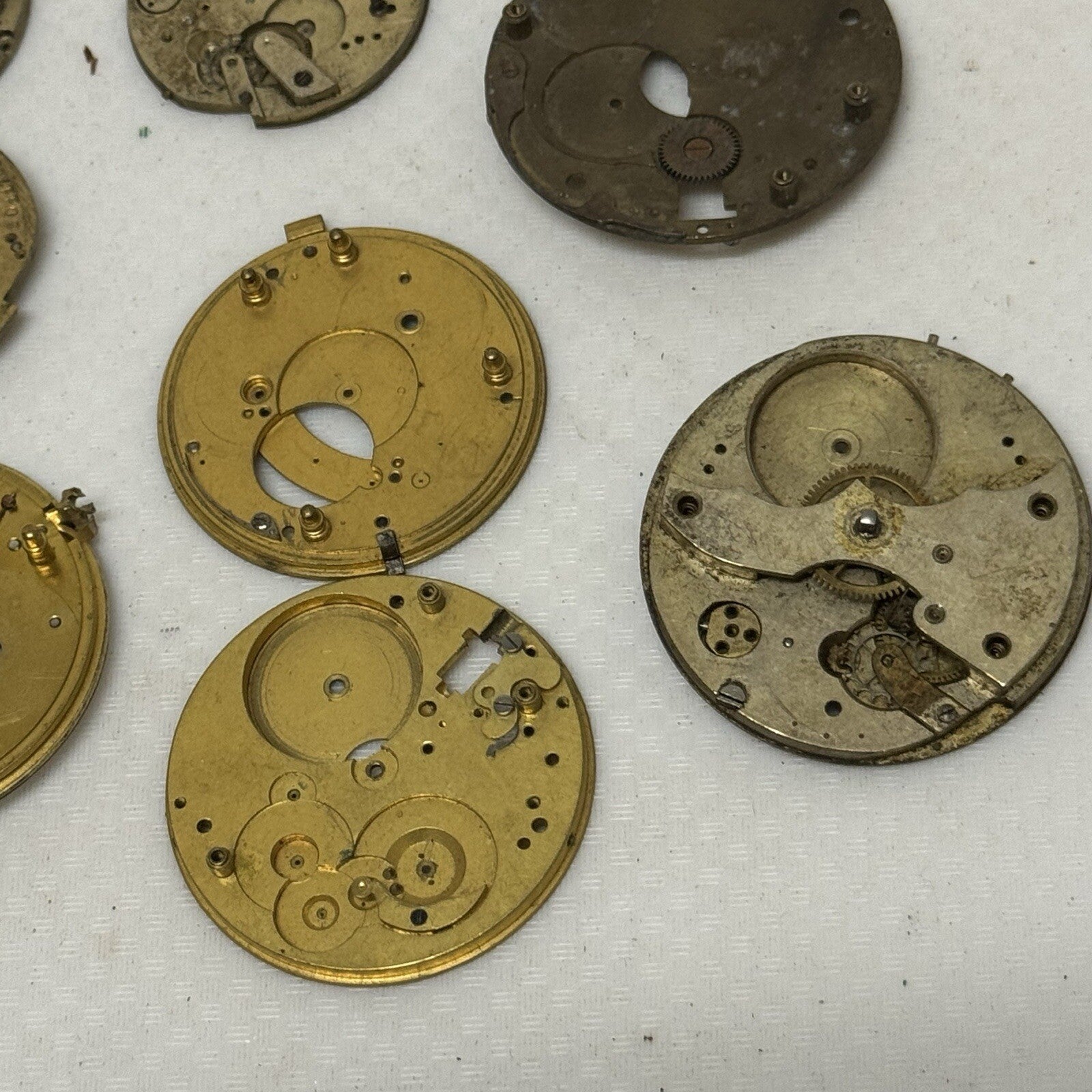 12 x Antique Partial Pocket Watch Movements Parts Repair Watchmakers Job Lot