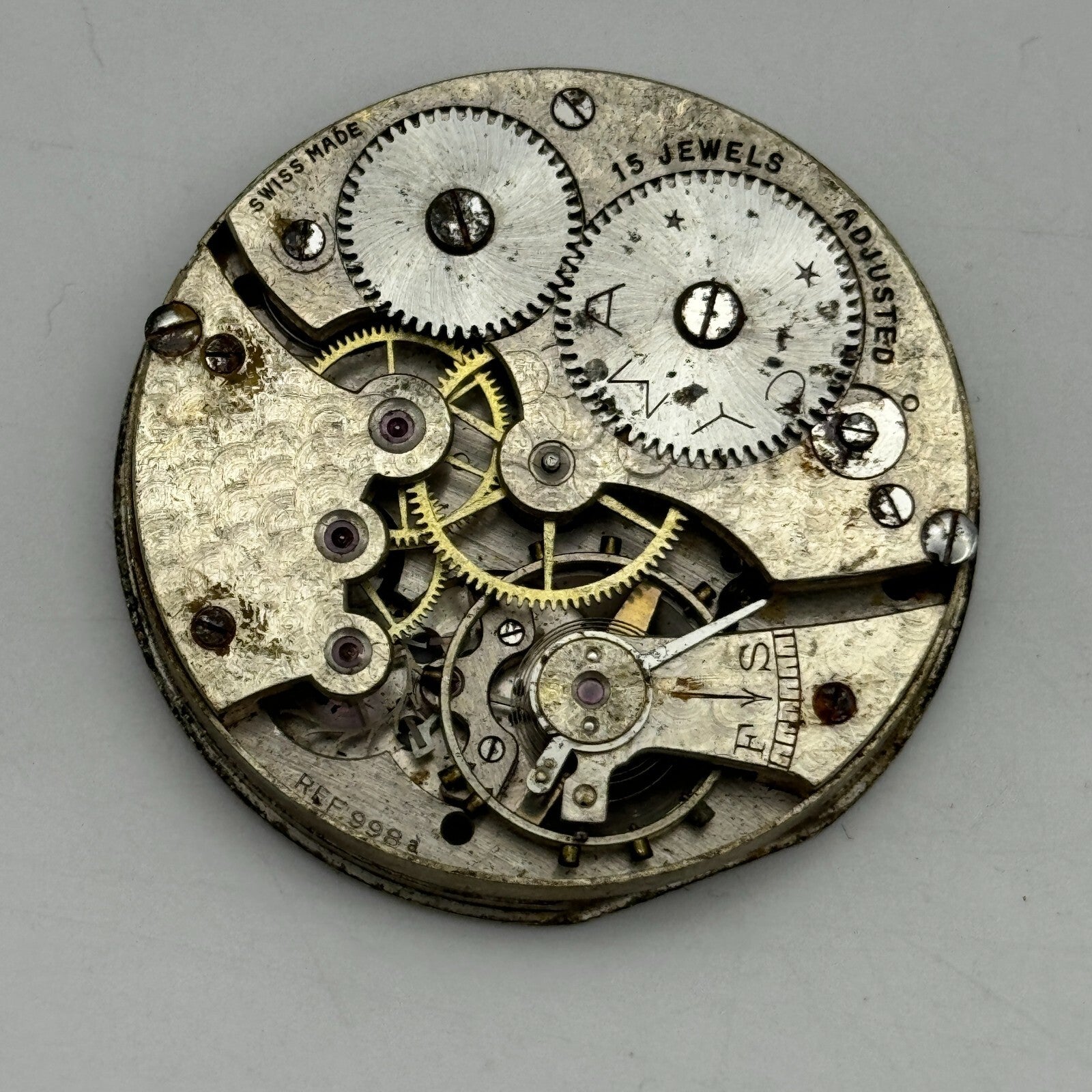 43.1mm Cyma Ref 998.a 15 Jewels Vintage Swiss Pocket Watch Movement PARTS SPARES