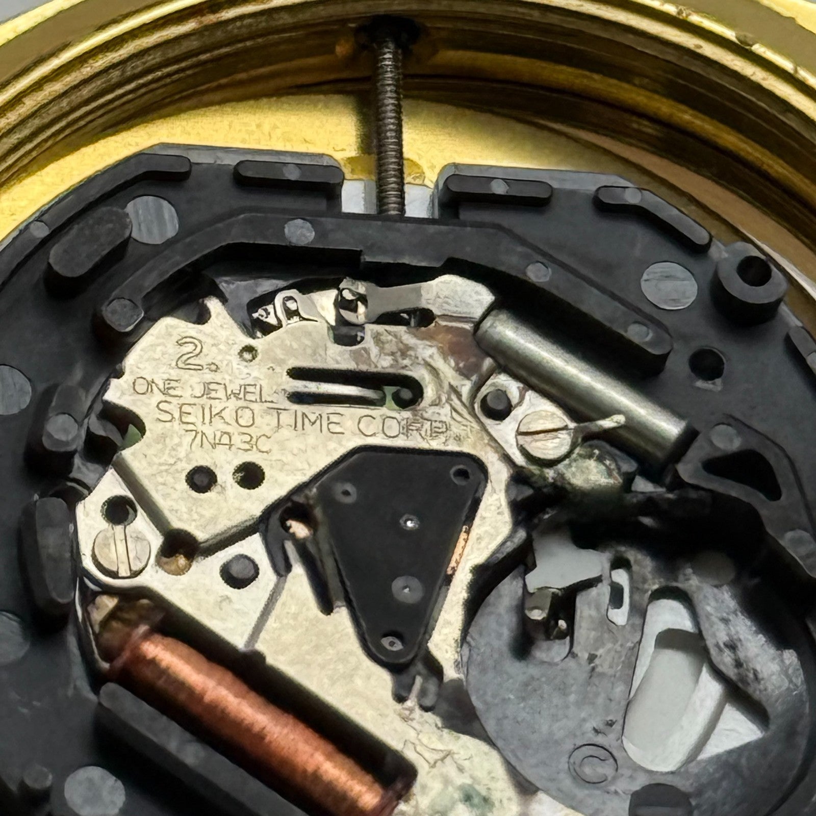 Seiko Mens Quartz Watch 7N43-9070 Gold Tone Bracelet Japan 36mm PARTS REPAIR