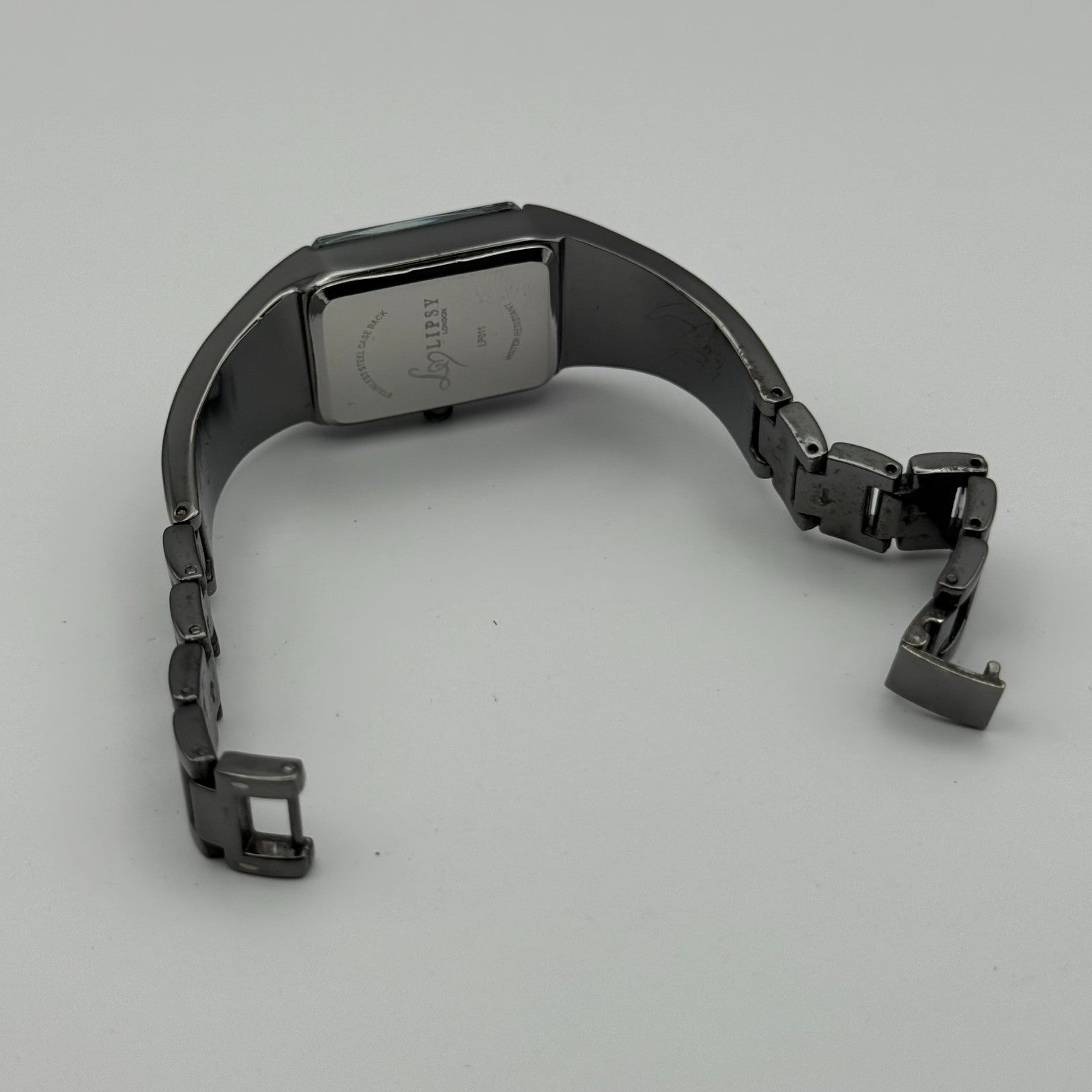 Lipsy London Ladies Quartz Watch Rectangular Black Dial Bracelet Working 22mm