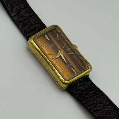 18mm Vintage Jean Renet Brown Dial 17 Jewels Manual Wind Watch PARTS / REPAIR