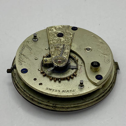 46.9mm Antique H Samuel Manchester Key Wound Swiss Pocket Watch Movement PARTS