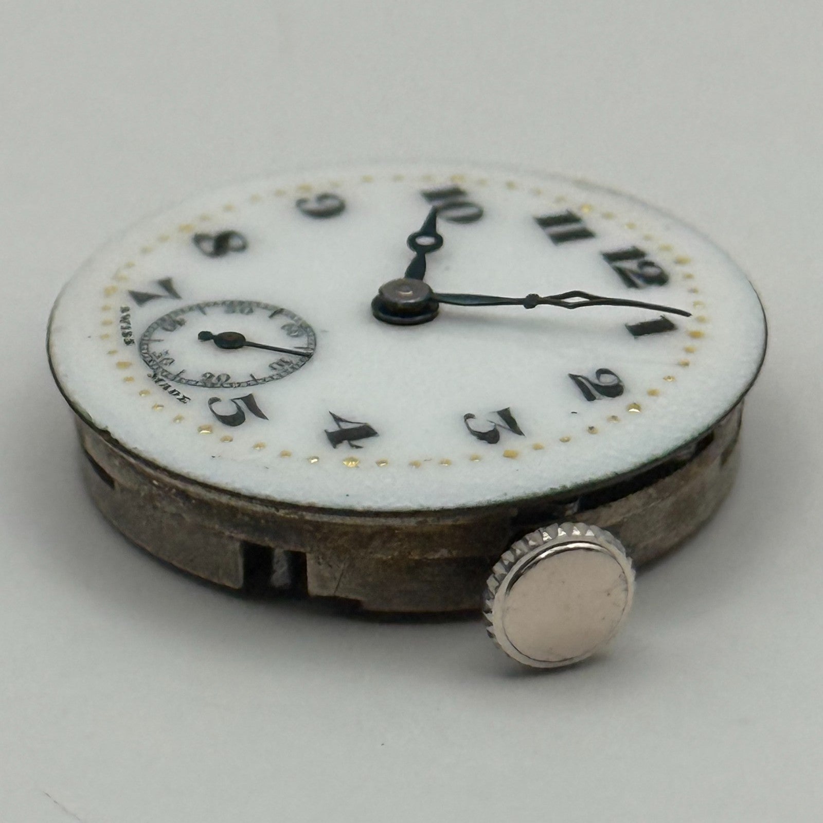 Quality Enamel Dial Watch Movement Manual Wind Vintage Swiss Parts Repair 23.1mm