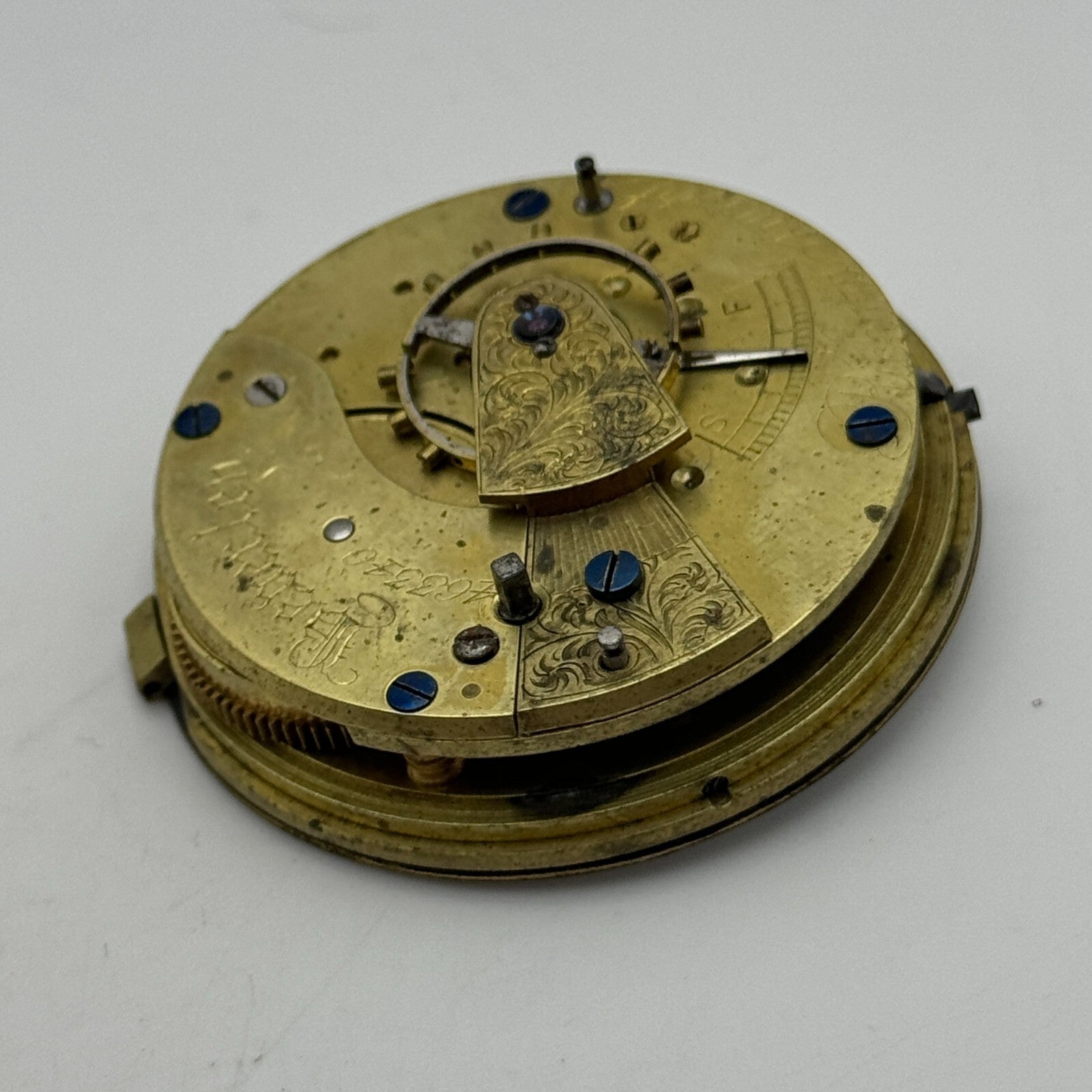 46.6mm Richard Grunert Beverley Antique Key Wound Pocket Watch Movement PARTS