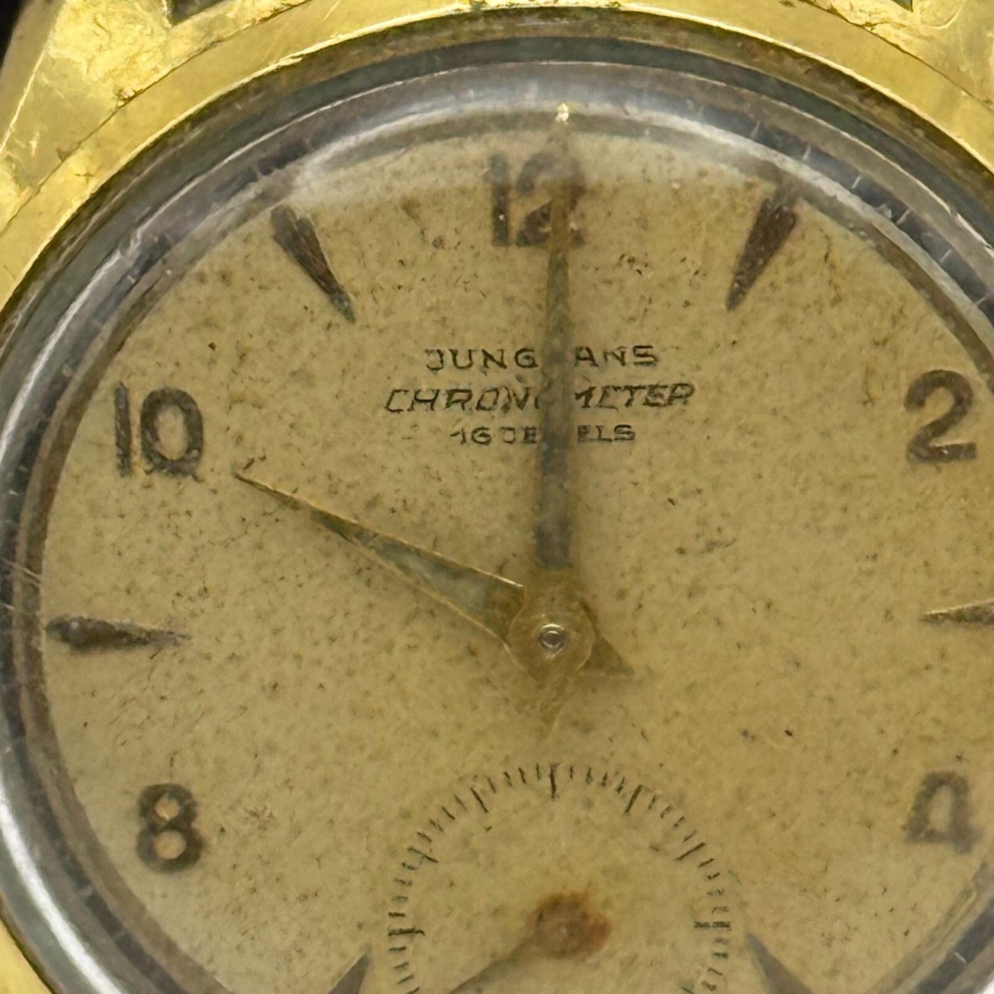 33mm Men’s Vintage Junghans J82 Chronometer Swiss Rare Gold Plated Watch PARTS