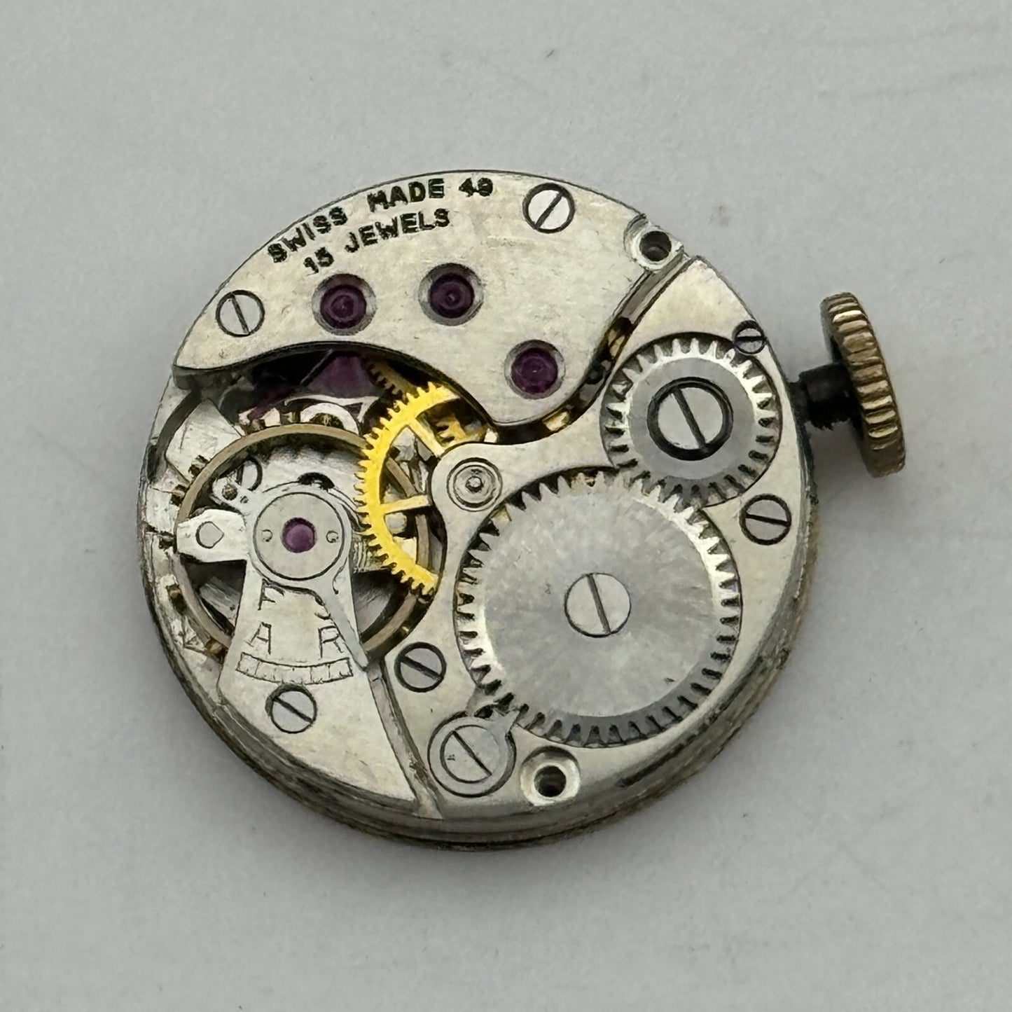 17.8mm Ladies Revue 49 Limit Swiss 15 Jewels Manual Wind Watch Movement PARTS