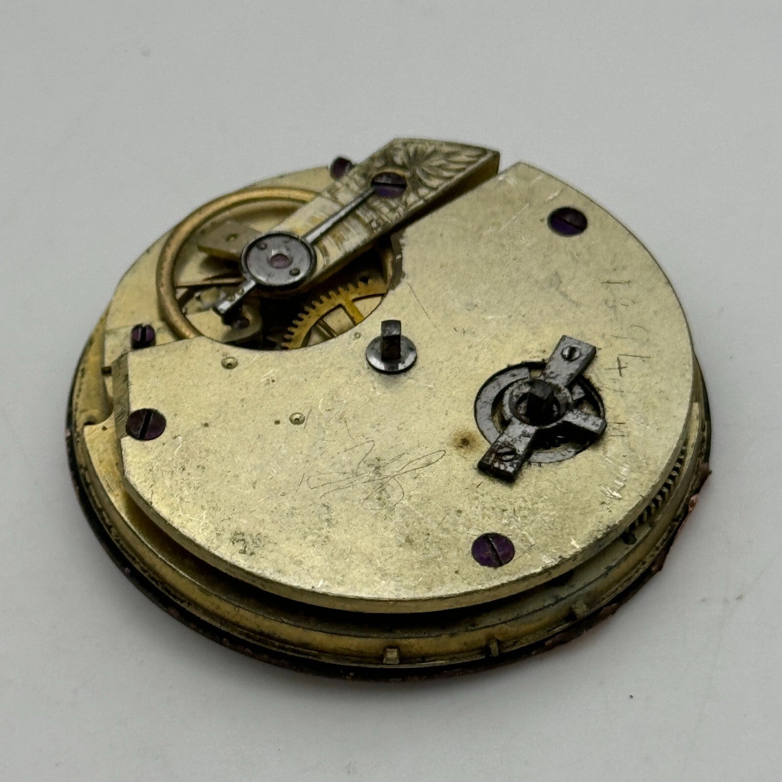 44mm Antique Paris Exhibition 1867 Key Wound Pocket Watch Movement PARTS REPAIR