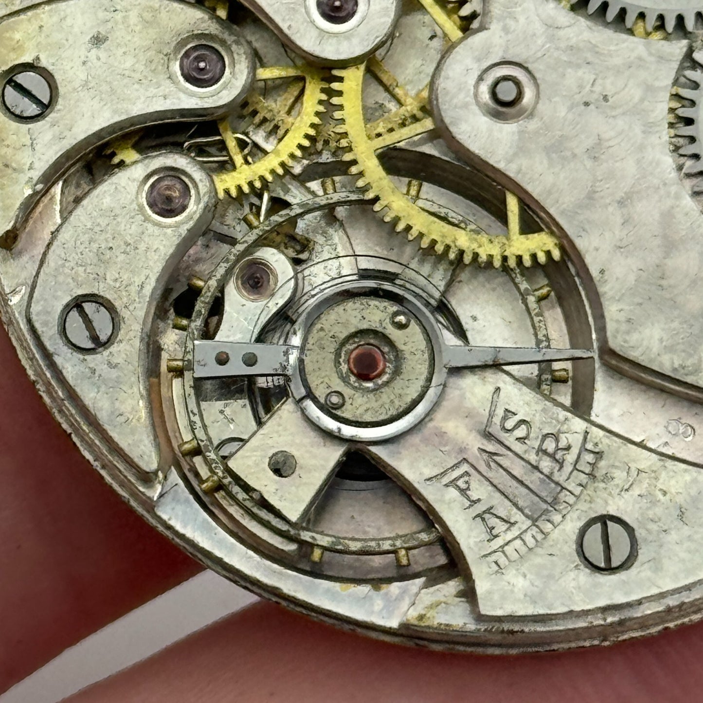 41.5mm Antique Grosvenor Open Face Sub Seconds Swiss Pocket Watch Movement PARTS