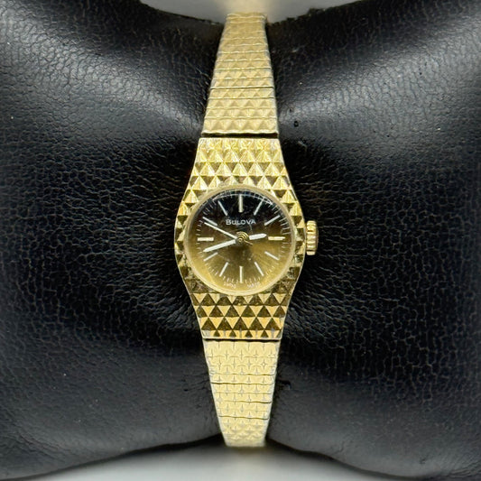 16mm Vintage Bulova Ladies Gold Plated Swiss Manual Wind Watch PARTS / REPAIR