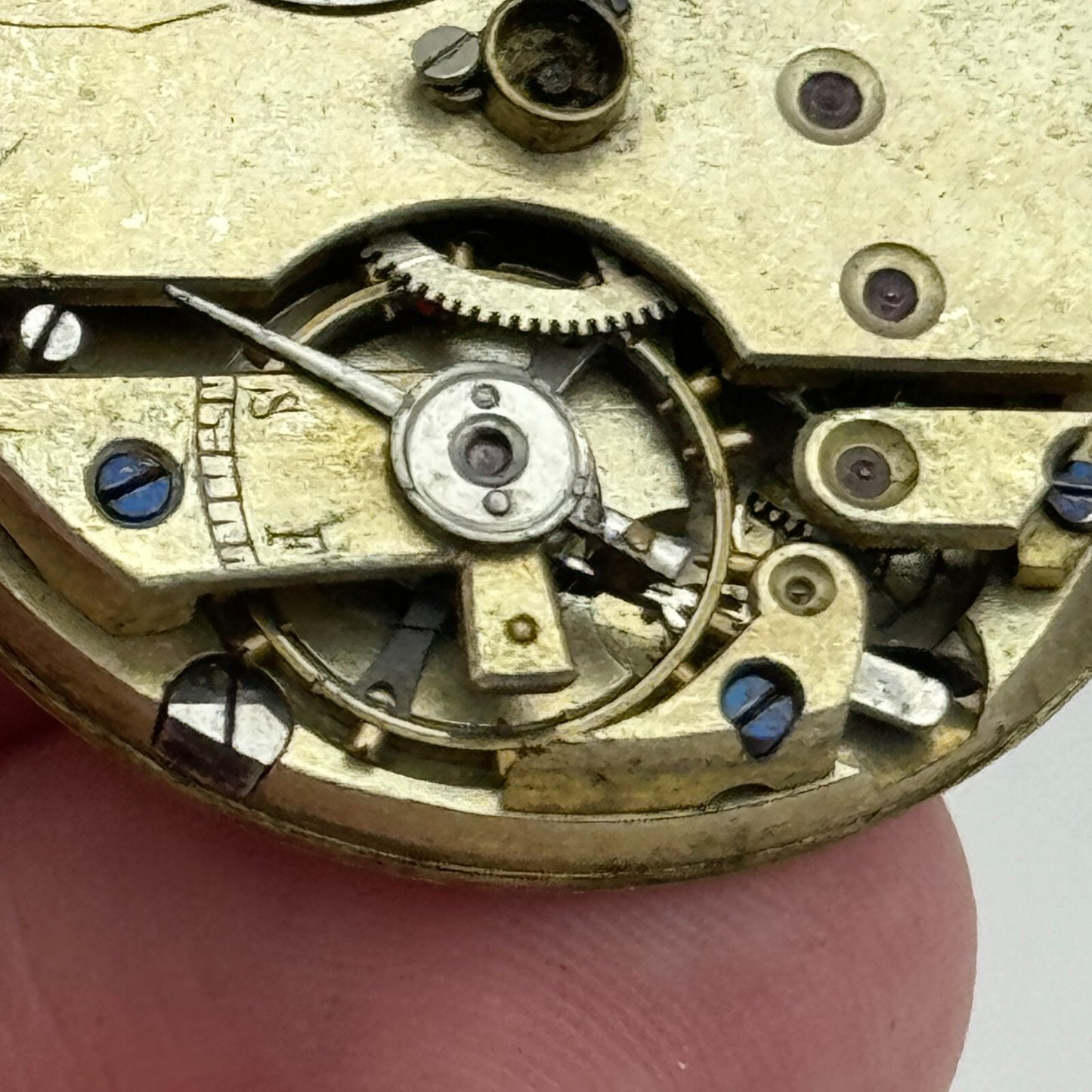 33.7mm Antique Unidentified Key Wound Pocket Watch Movement Dial PARTS REPAIR
