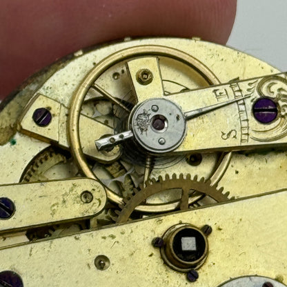 41.8mm Antique Unidentified Key Wound Pocket Watch Movement Dial Hands PARTS
