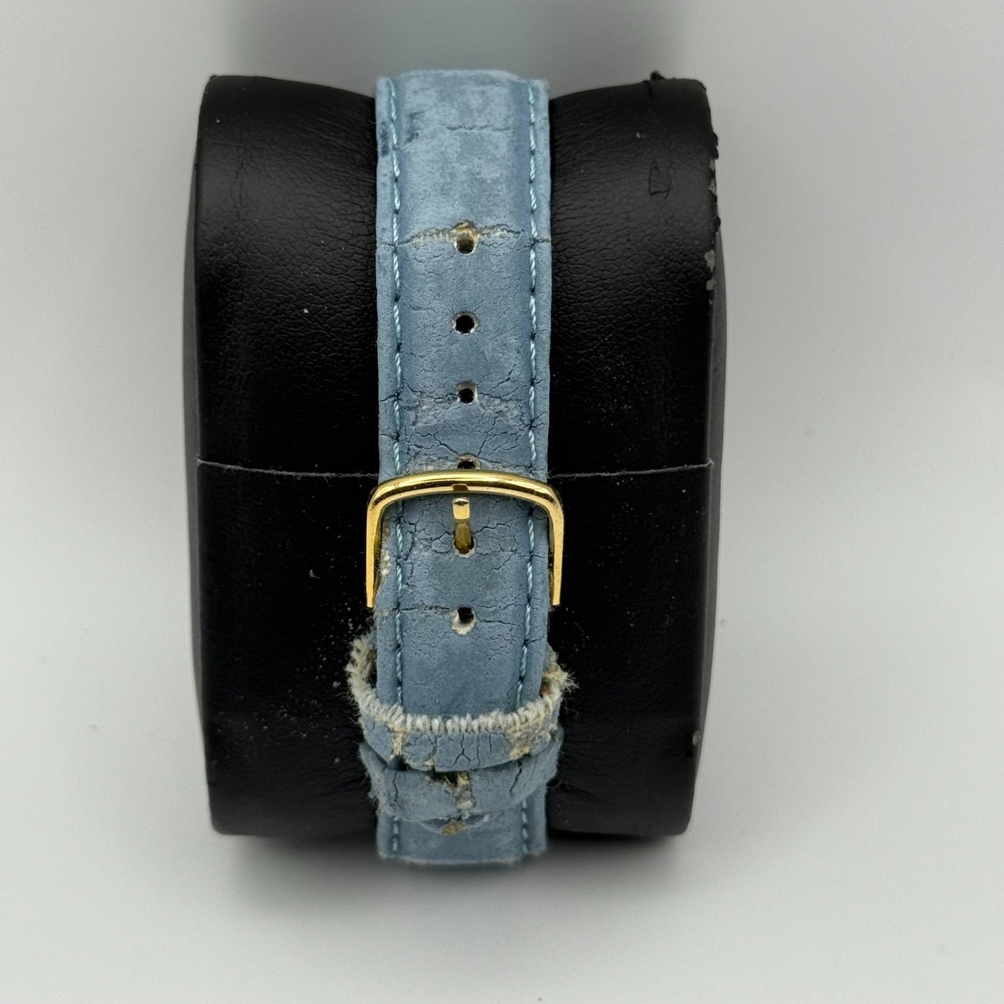 Citron Ladies Quartz Watch Dolphin Dial Gold Tone Blue Strap Working 35mm