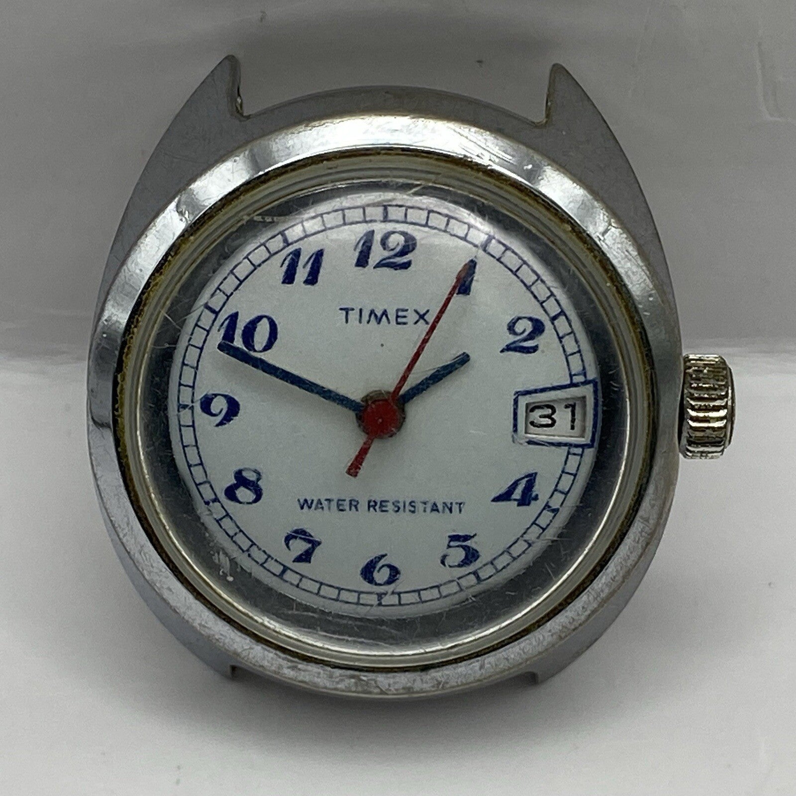 27mm Ladies Timex Sweep Seconds Date Dial GB Made Watch Head TO RESTORE