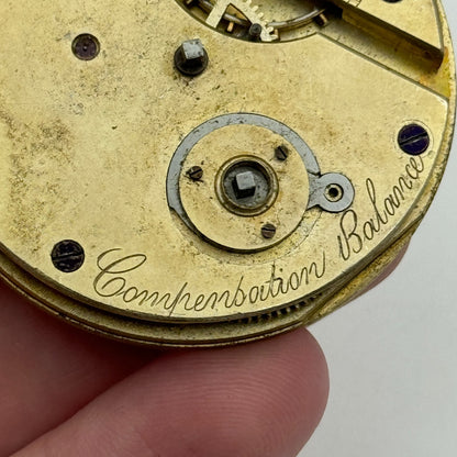47.8mm Antique Compensation Balance Key Wound Pocket Watch Movement PARTS SPARES