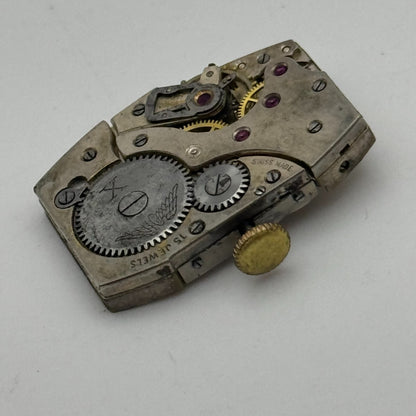 19.2mm Rotary Peseux Tank Watch Movement 15 Jewels Manual Wind 1930s Swiss PARTS