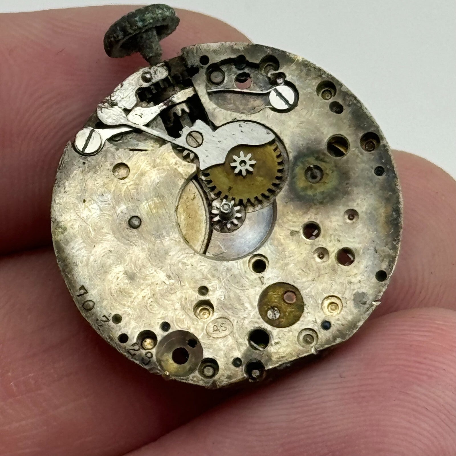 23.7mm AS Trench Watch Movement Balance Intact Swiss Manual Wind Vintage PARTS