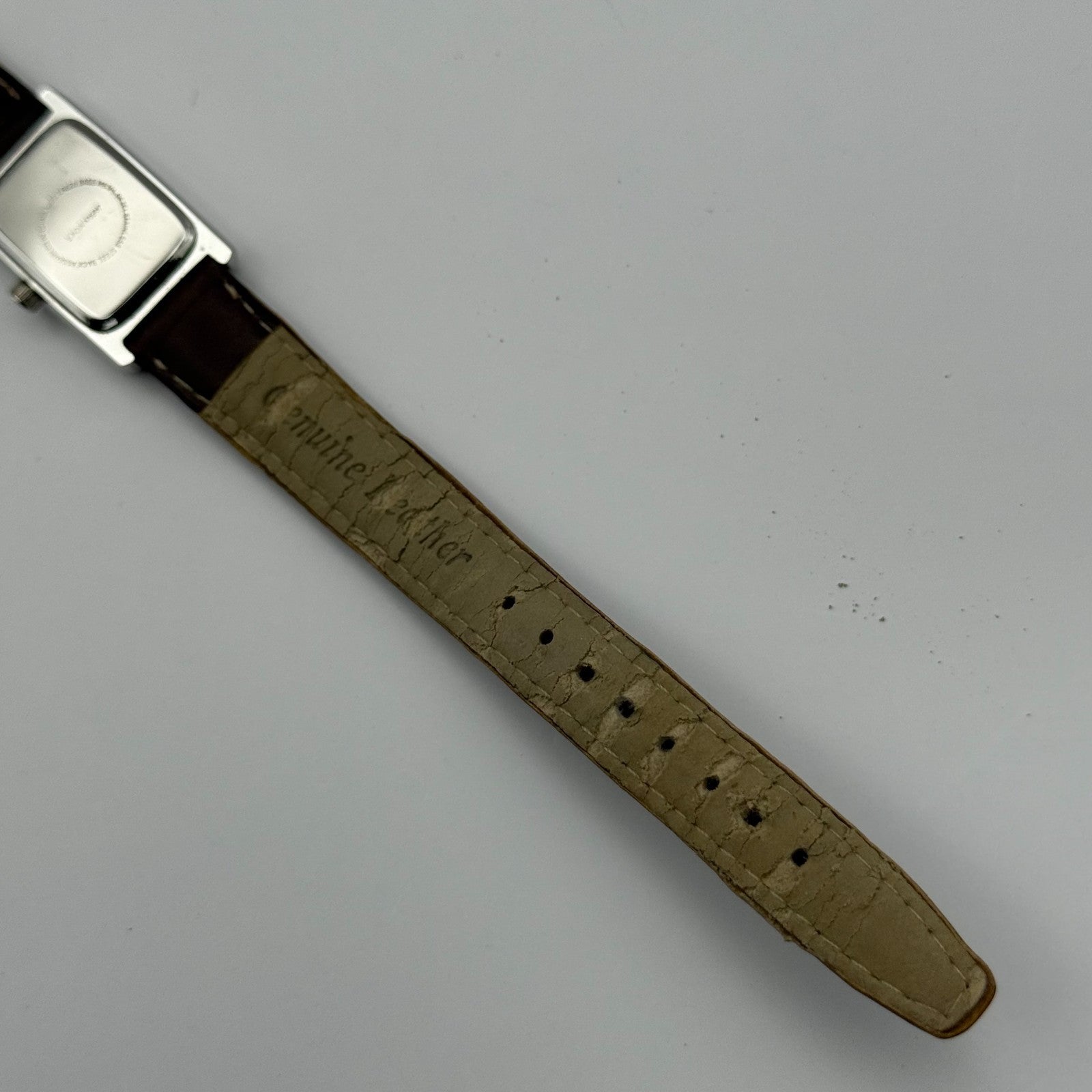 Alpine Ladies Quartz Watch Rectangle Dial Brown Leather Strap Japan Working 18mm