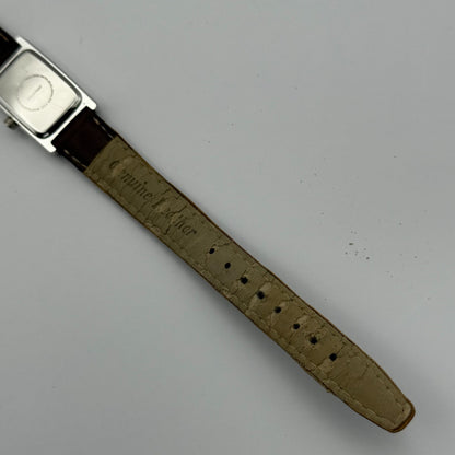 Alpine Ladies Quartz Watch Rectangle Dial Brown Leather Strap Japan Working 18mm