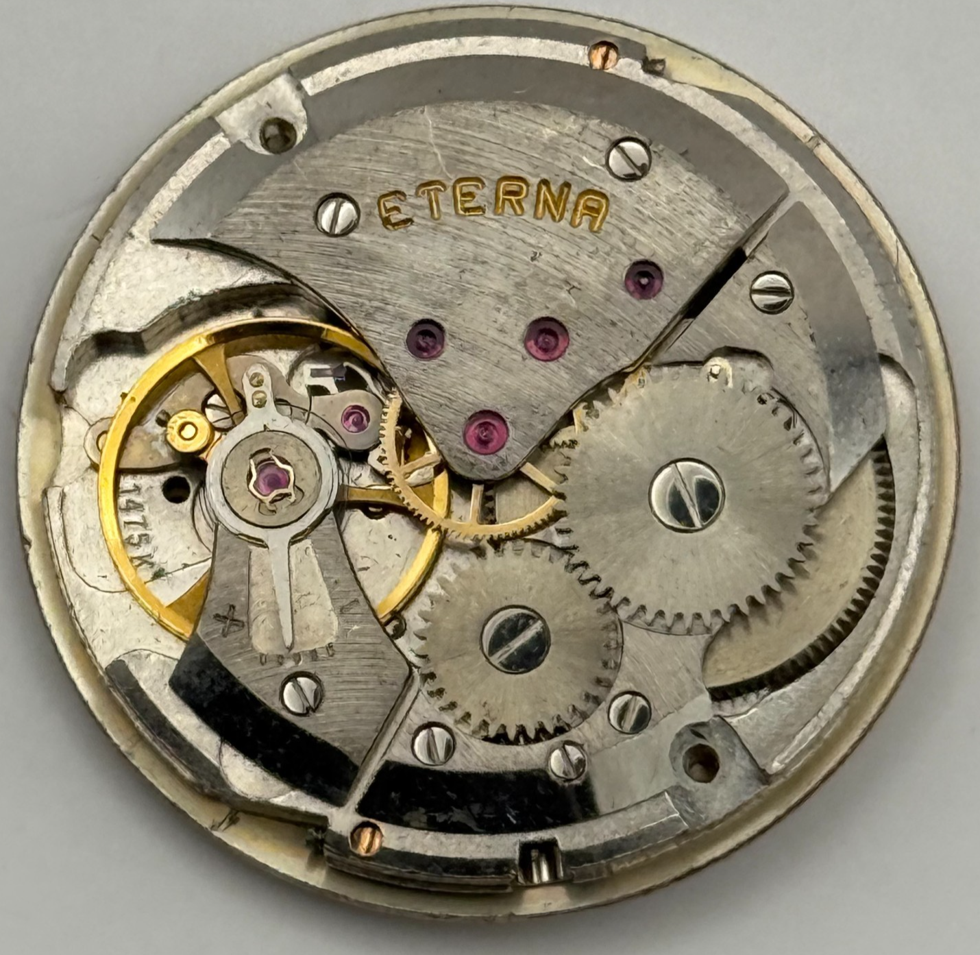 Eterna 1475K Watch Movement Garrard Manual Wind Vintage Swiss Parts 27.8mm