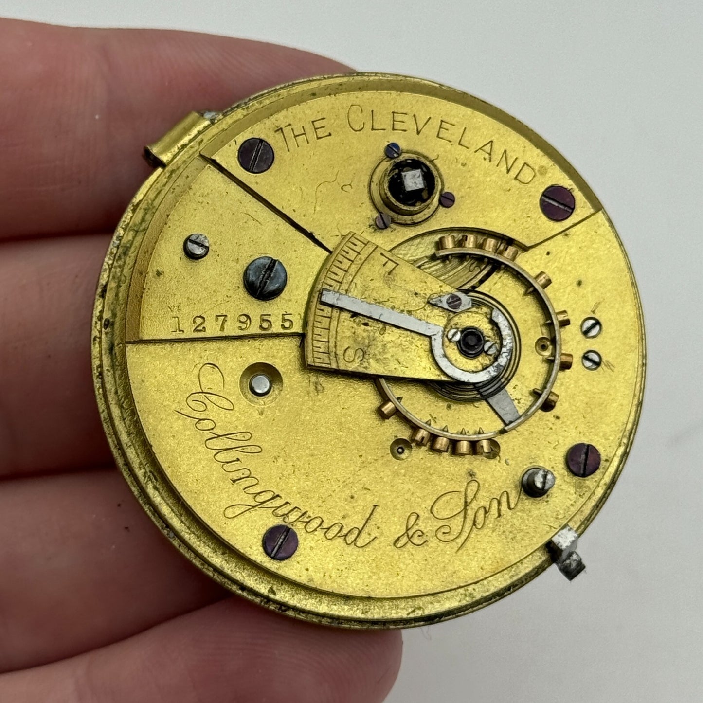 44.9mm Antique Collingwood & Son The Cleveland Pocket Watch Movement PARTS SPARE