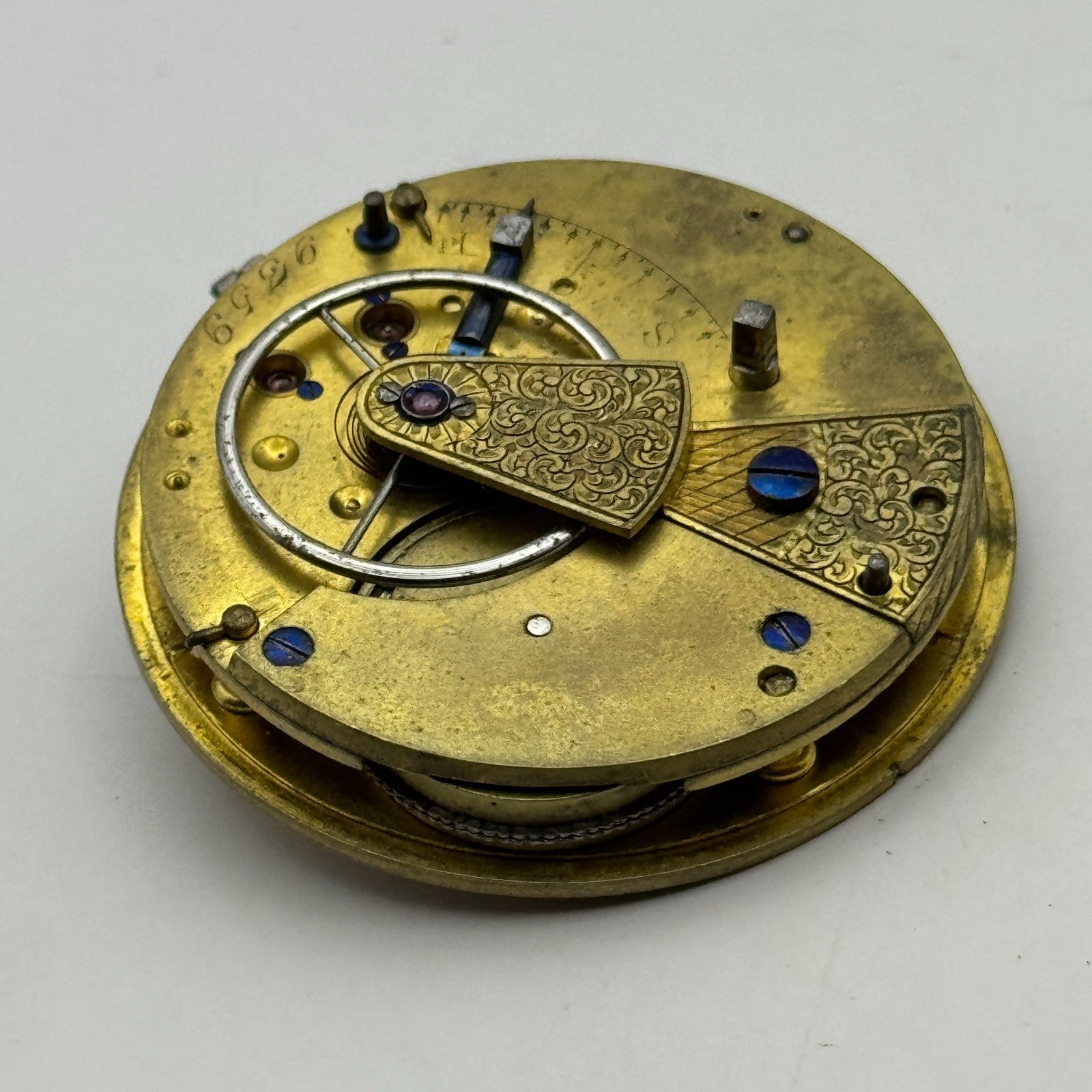 Fusee Pocket Watch Movement Antique English Key Wound Parts Repair Spares 44.3mm