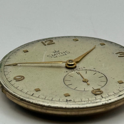Smiths De Luxe 18 Jewels Watch Movement Manual Wind Vintage Parts Repair 32.3mm