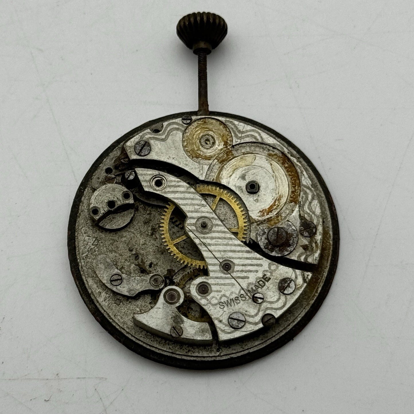 42.5mm Interesting Swiss Top Wind Pocket Watch Movement Dial FOR PARTS