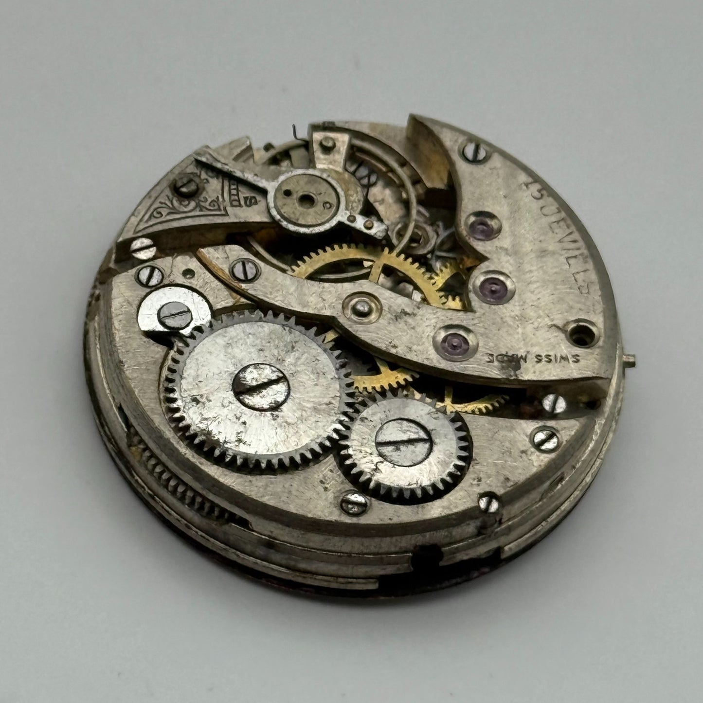 15 Jewels Trench Swiss Watch Movement Marvin 362 ? Vintage Parts Repair 29.8mm