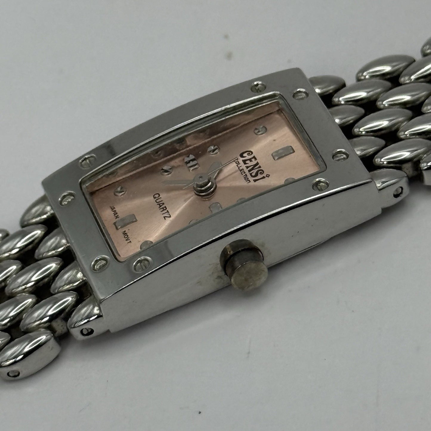 19mm Working Ladies Censi Collection Silver Tone Japan Quartz Watch 6.75 Inches