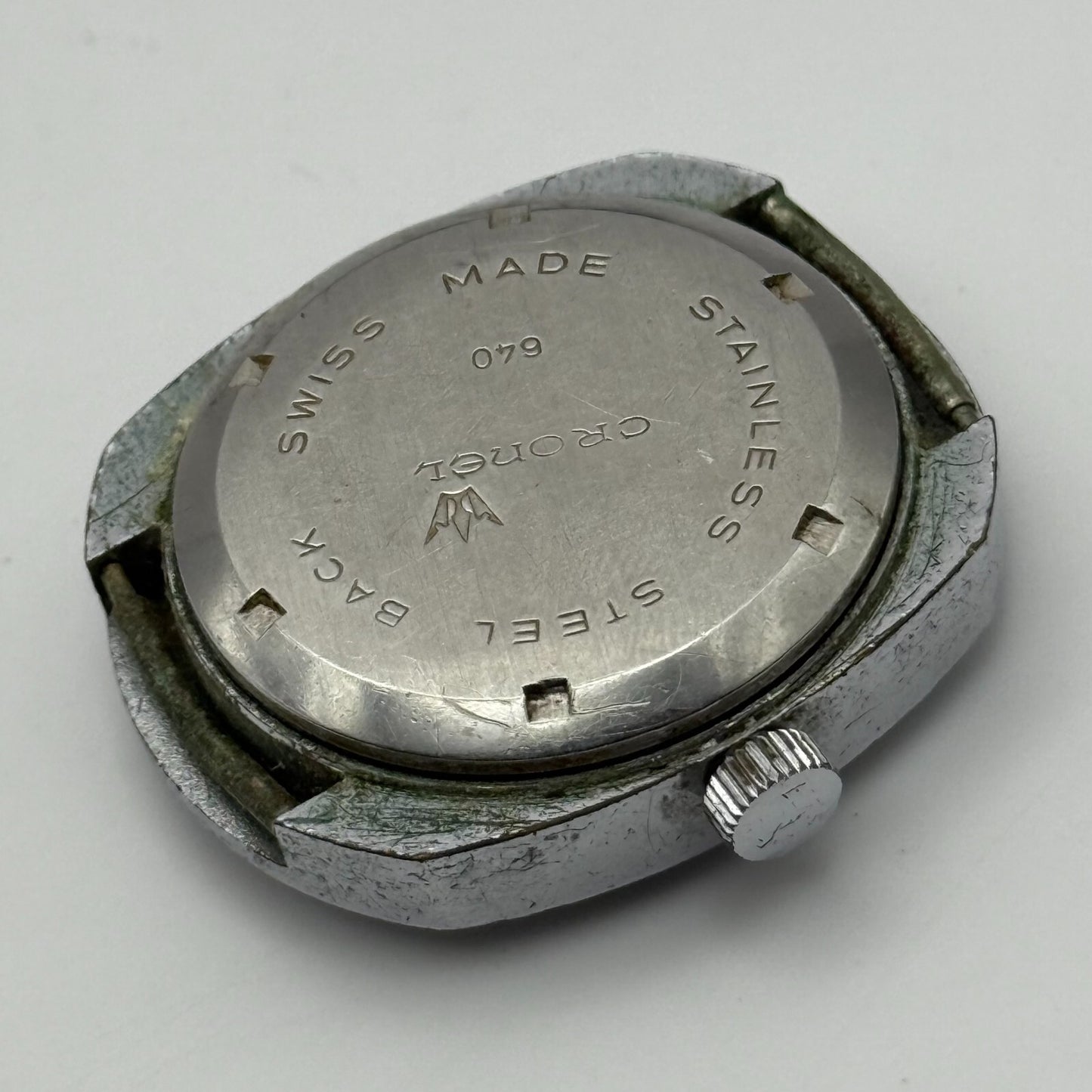 36mm Men’s Vintage Cronel Shock Protected Date Dial Swiss Watch PARTS REPAIR