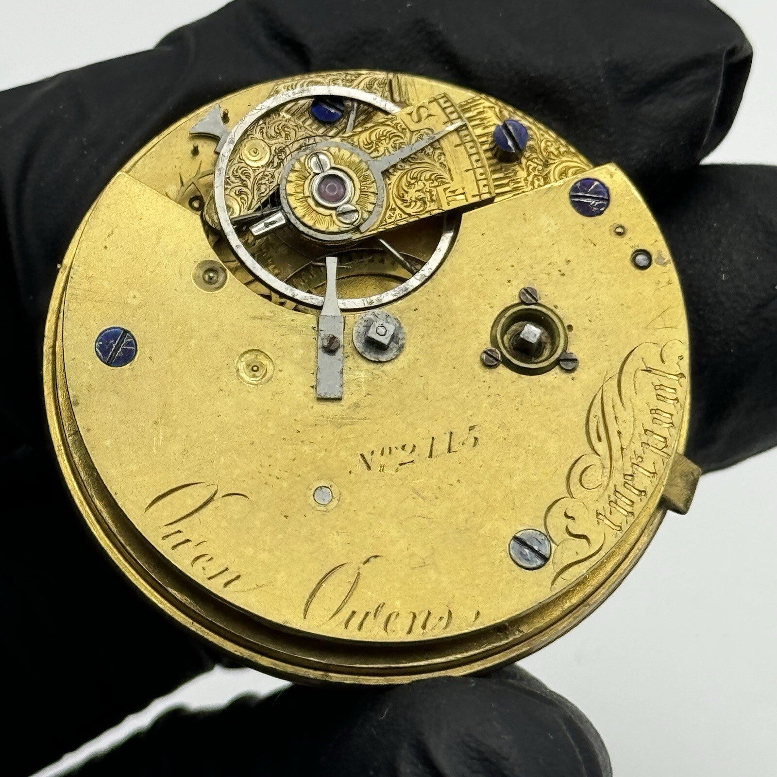 38.3mm Owen Liverpool Quality Fusee Pocket Watch Movement FOR PARTS Restore