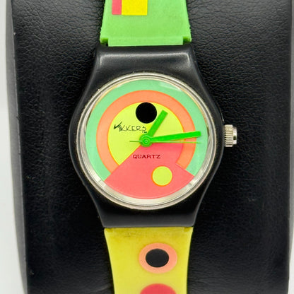 Tikkers Unisex Kids Quartz Watch Colorful Dial Green Yellow Strap Working 24mm