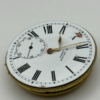 46.4mm Antique H Stone Leeds Balance Ok Key Wound Pocket Watch Movement PARTS