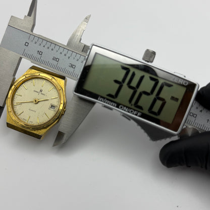 EB 870.111 Grand Swiss Quartz Watch Gold Tone Date 33mm UNTESTED PARTS REPAIR