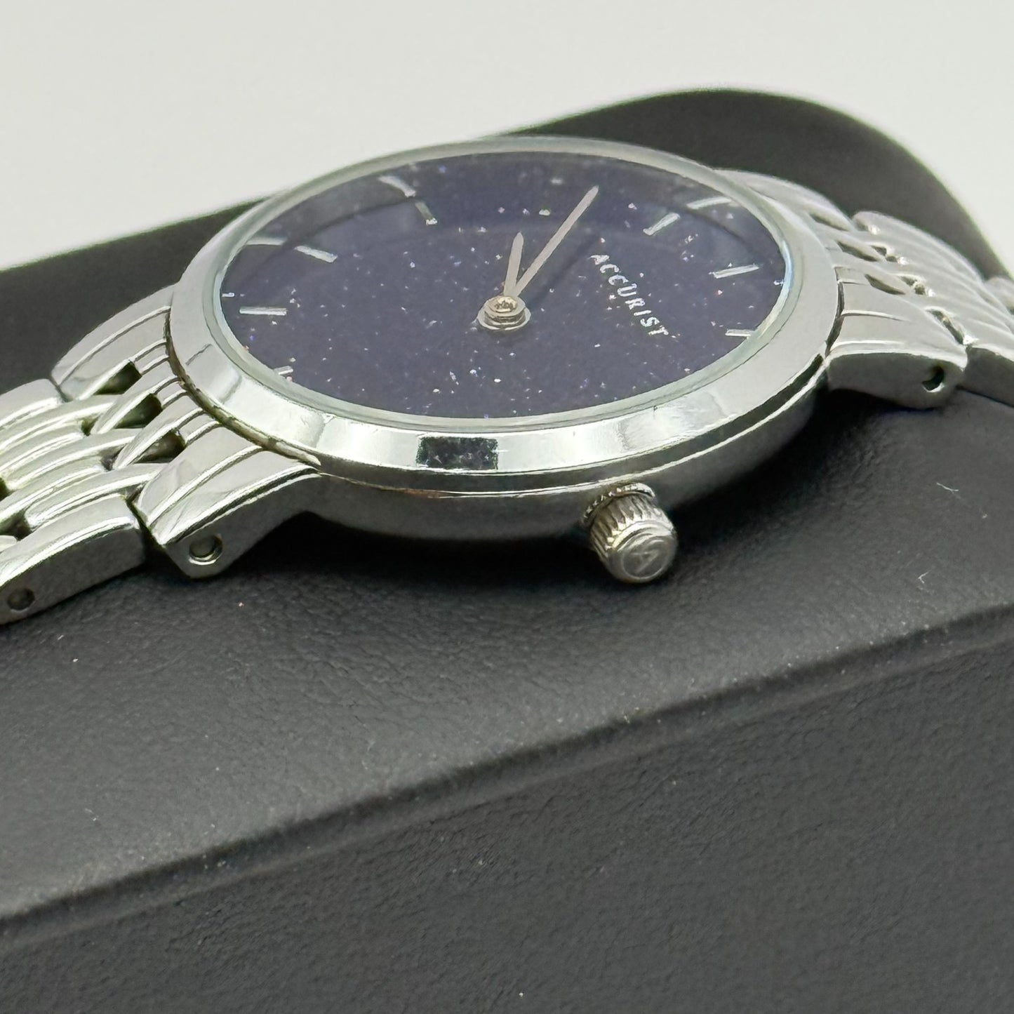 Accurist Ladies Quartz Watch Sparkle Dial Silver Steel Bracelet Working 25mm