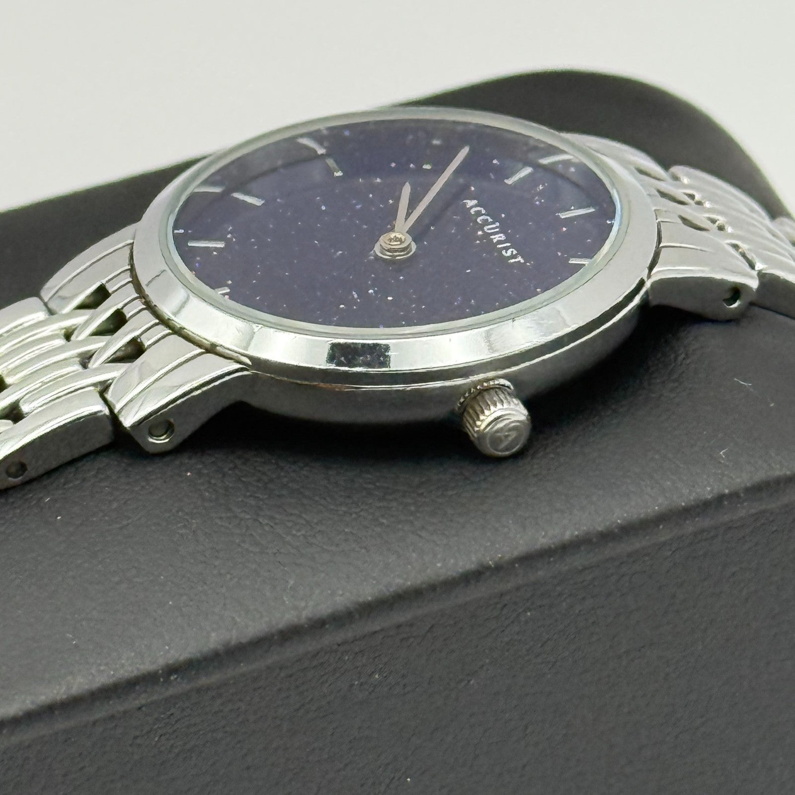 Accurist Ladies Quartz Watch Sparkle Dial Silver Steel Bracelet Working 25mm