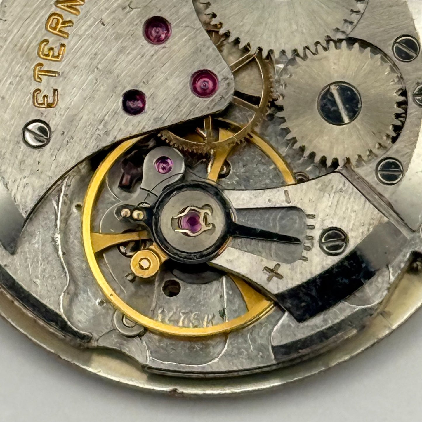 Eterna 1475K Watch Movement Garrard Manual Wind Vintage Swiss Parts 27.8mm