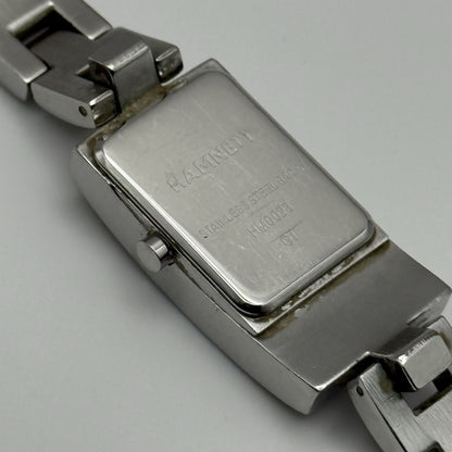 Working Hamnett Ladies Silver Tone Black Dial 19mm Quartz Watch New Battery