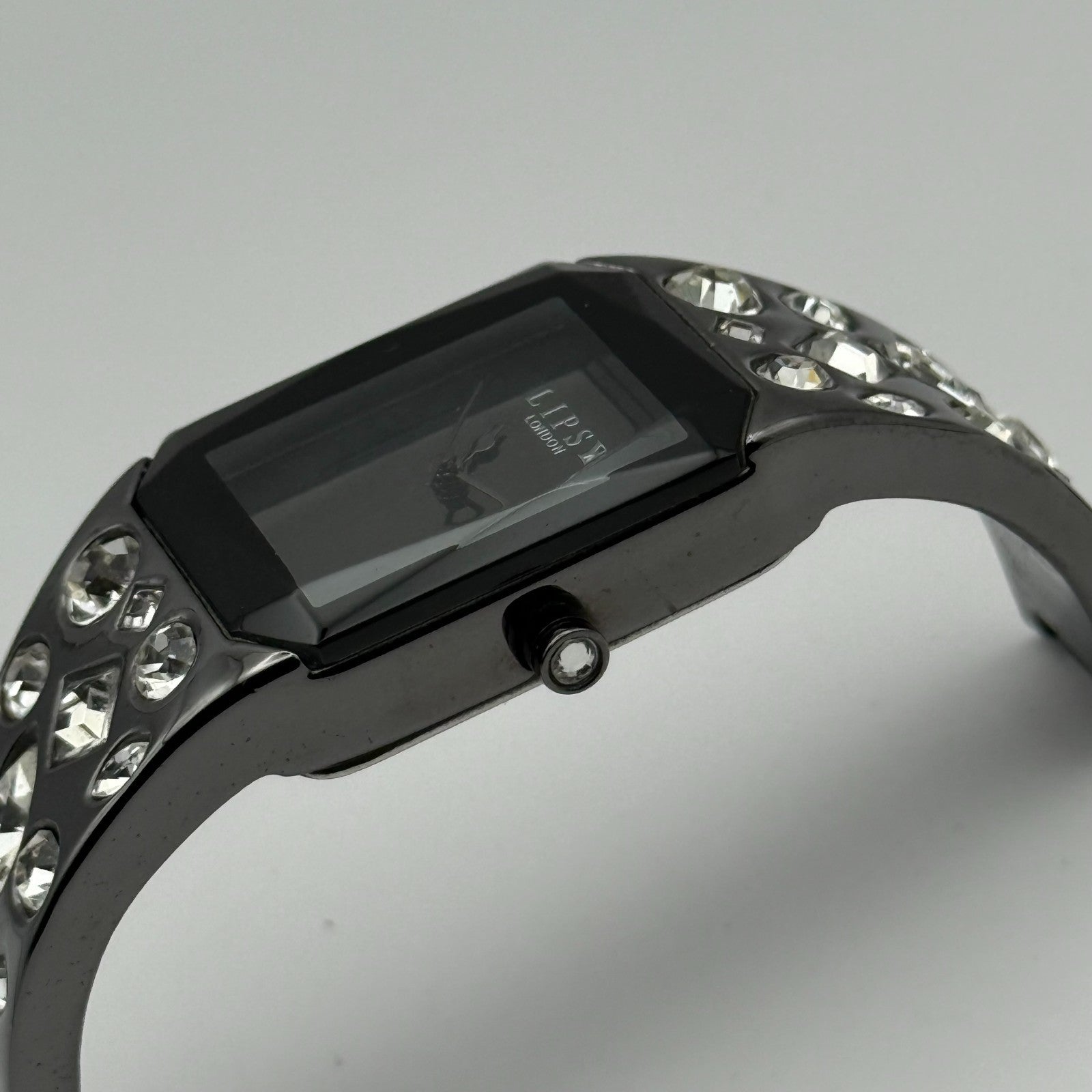 Lipsy London Ladies Quartz Watch Rectangular Black Dial Bracelet Working 22mm