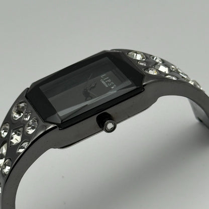 Lipsy London Ladies Quartz Watch Rectangular Black Dial Bracelet Working 22mm