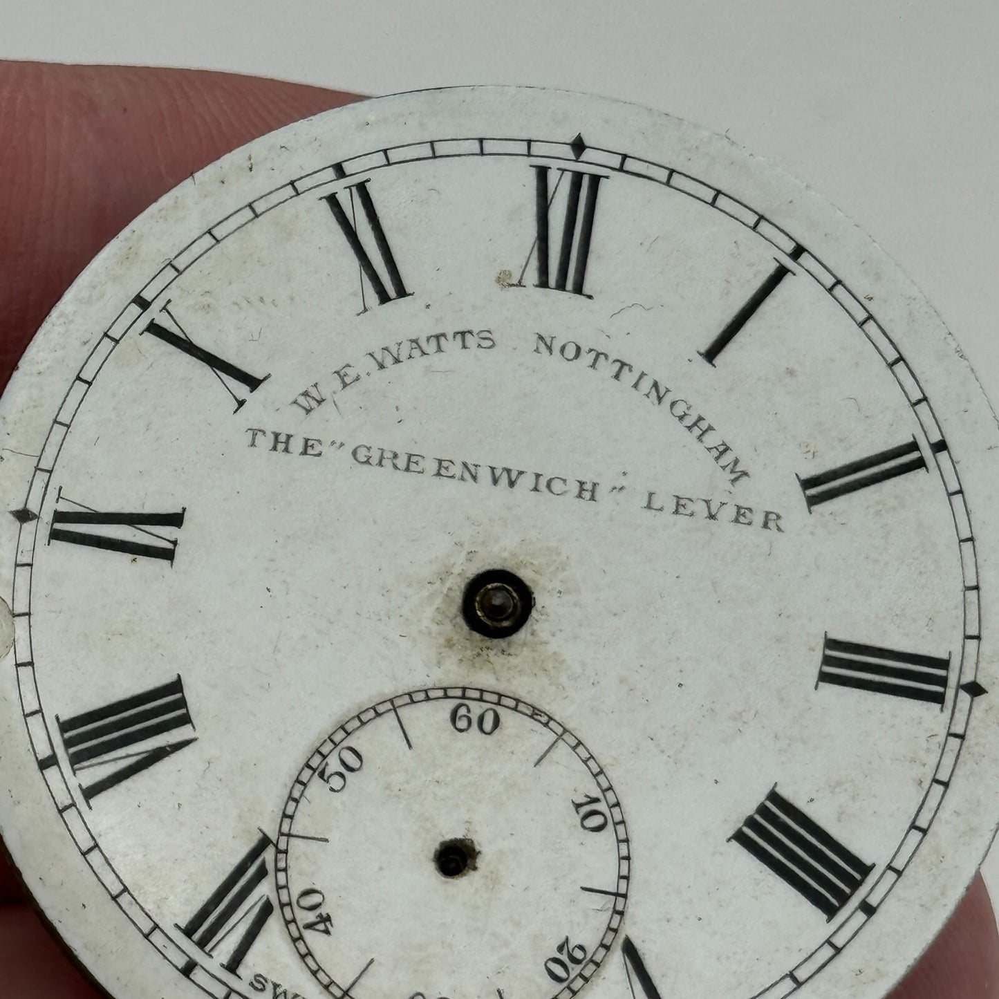 43mm Antique W E Watts The Greenwich Lever Key Wound Pocket Watch Movement PARTS