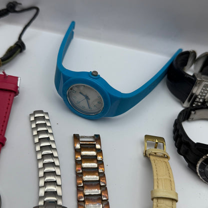 Bundle Of 16 Quartz Watches Modern / Vintage Untested Parts / Repair / Crafts