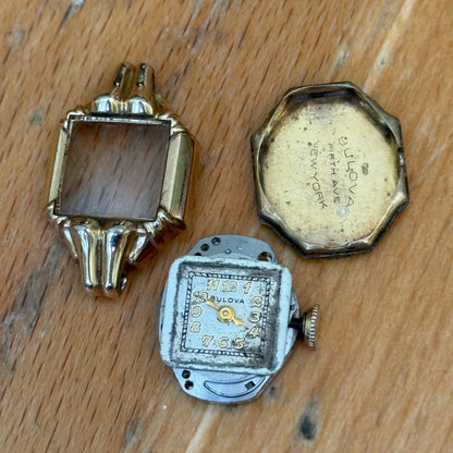 16mm Vintage Bulova 6BA Swiss 10k Gold Filled Manual Ladies Wind Watch PARTS
