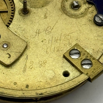 Fusee Pocket Watch Movement Antique English Key Wound Parts Repair Spares 46.7mm