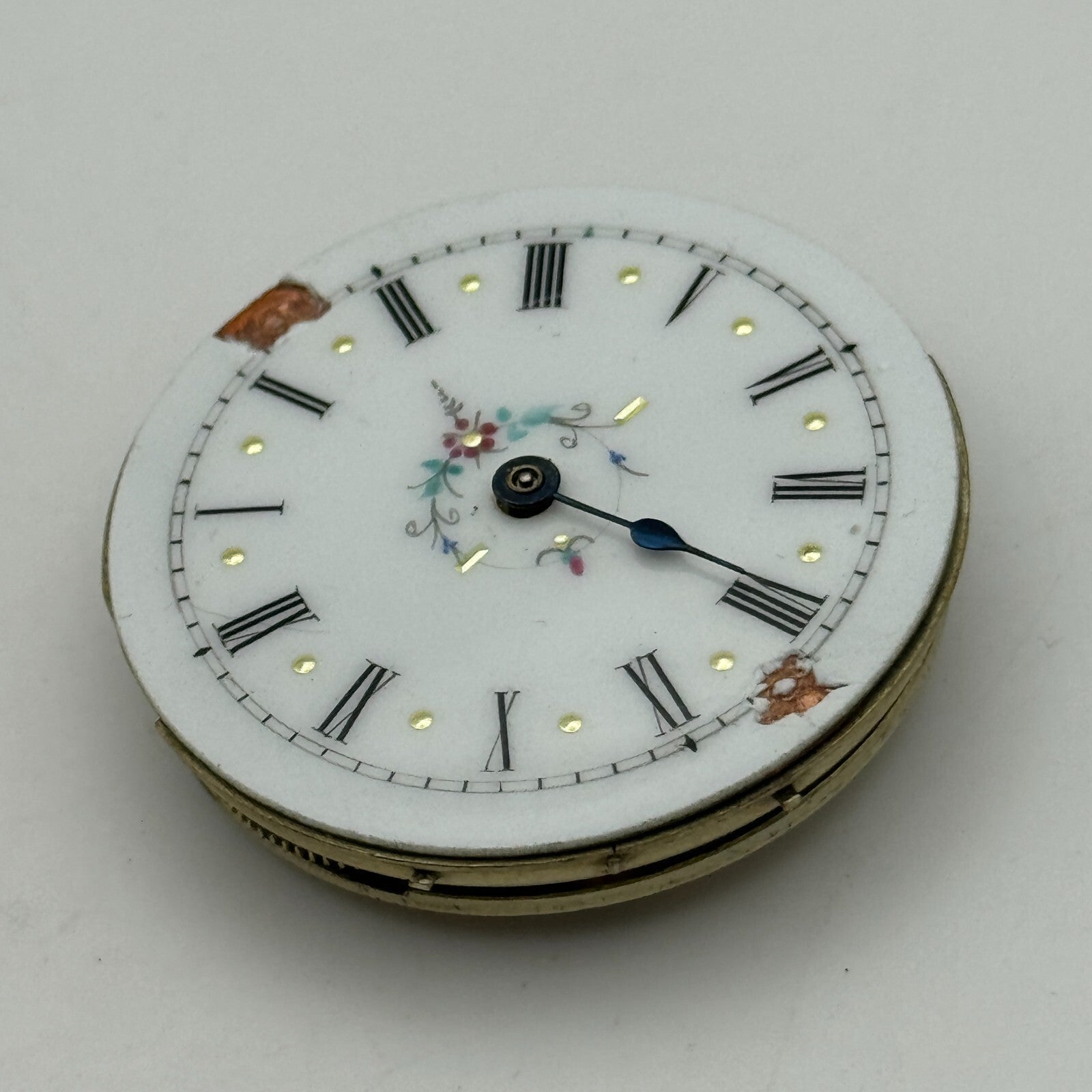 36.1mm Antique Beautiful Porcelain Dial Key Wound Pocket Watch Movement PARTS