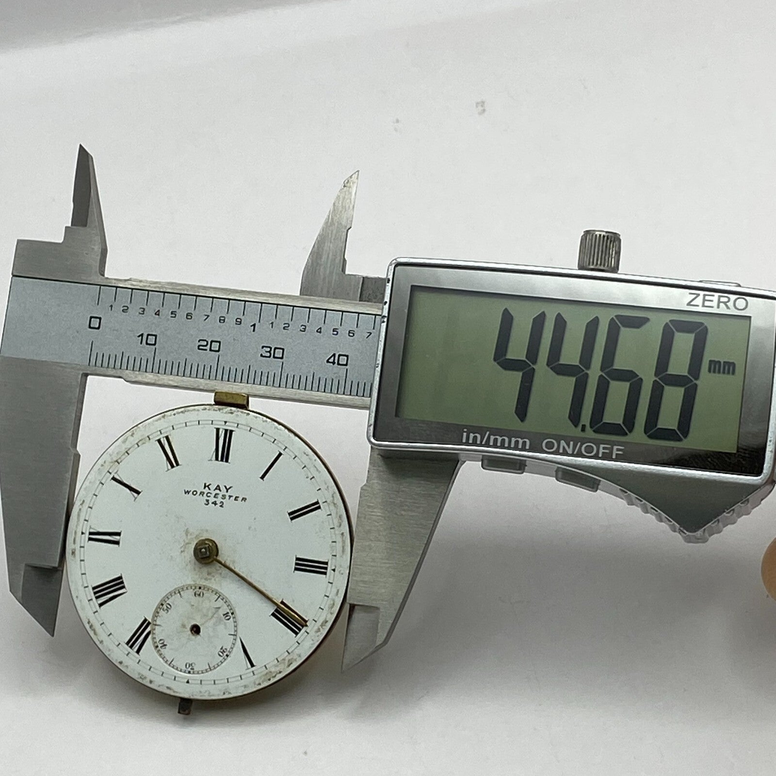 44.6mm Antique Kay Worcester Reversing Pinion Pocket Watch Movement PARTS