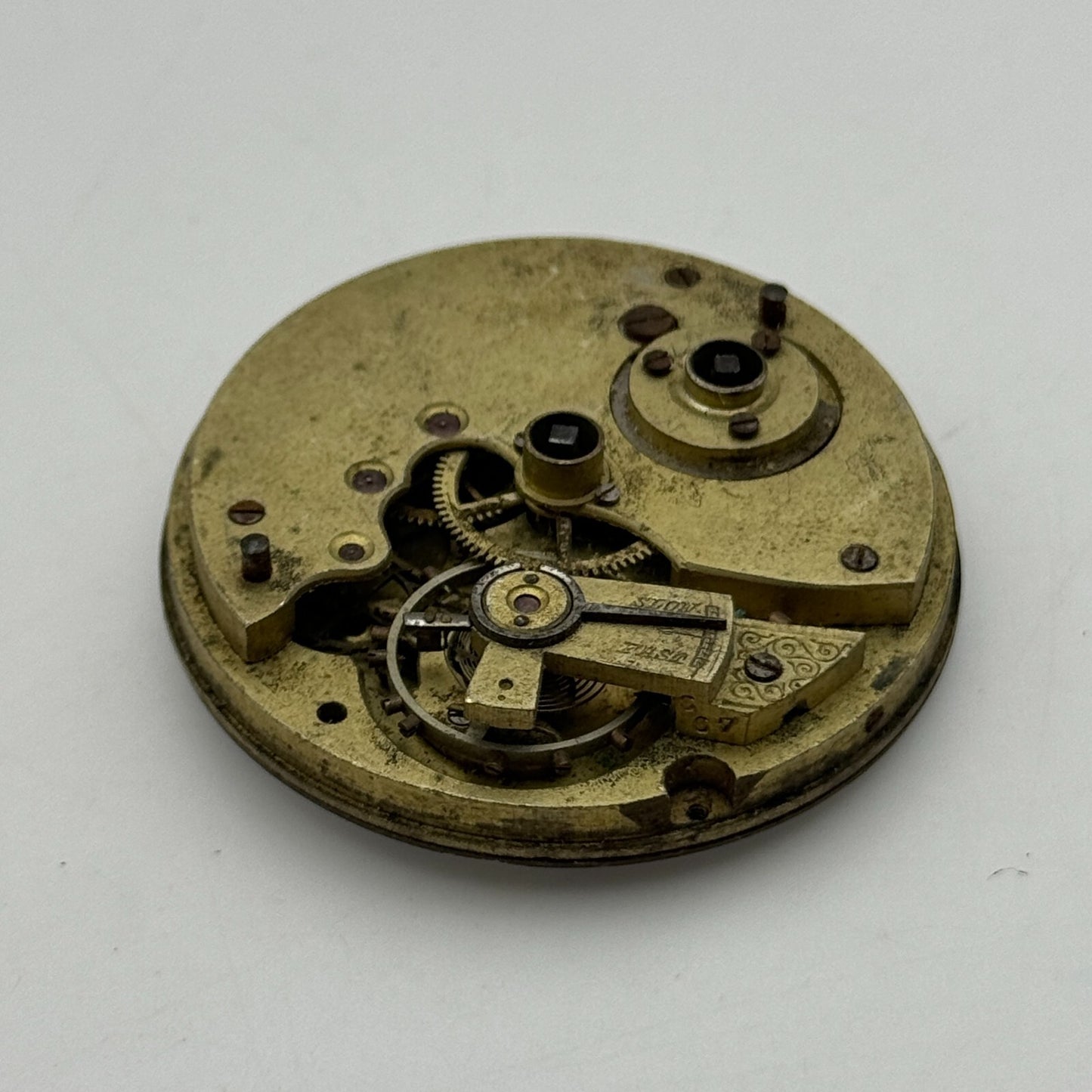 43mm Antique W E Watts The Greenwich Lever Key Wound Pocket Watch Movement PARTS
